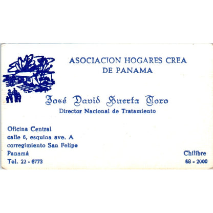 Asociación Hogares Crea De Panama Jose David Huerta Toro Business Card SD8-B16