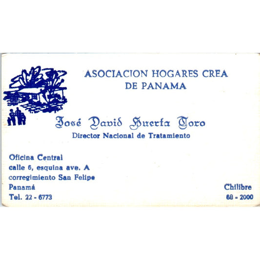 Asociación Hogares Crea De Panama Jose David Huerta Toro Business Card SD8-B16
