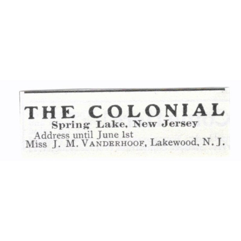 The Colonial Miss J.M. Vanderhoof Spring Lake NJ 1903 Ad AG3-S14