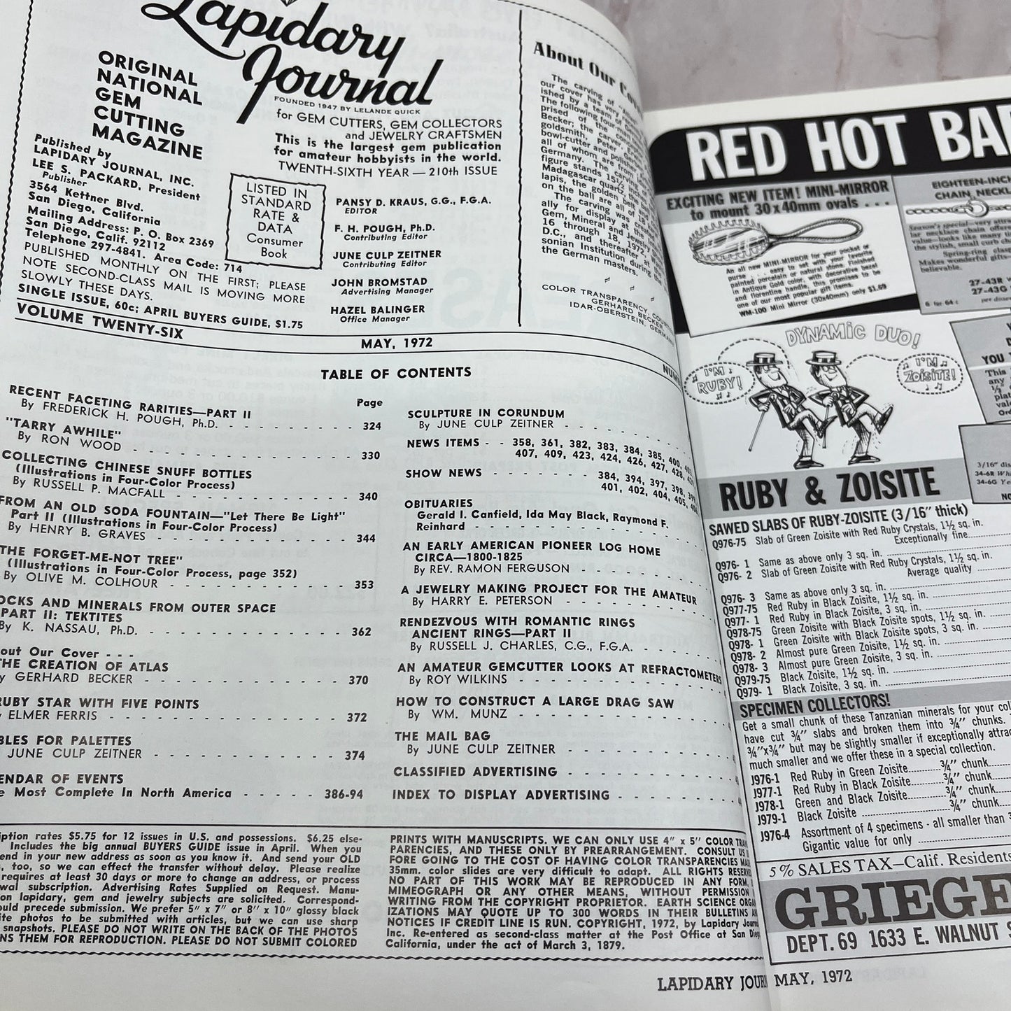 Atlas Idar-Oberstein Germany Gerhard Becker - Lapidary Journal - May 1972 M25