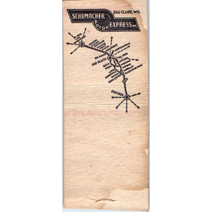 Schumacher Motor Express Eau Claire Chicago Minneapolis Vintage Matchbook SD4-Y9