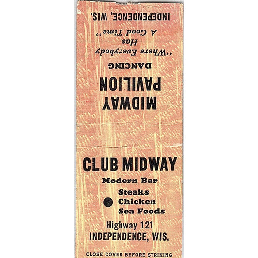 Club Midway Independence WI Vintage Matchbook Cover SF3-Y7