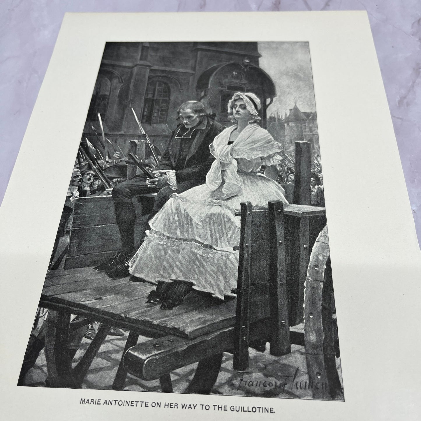 Marie Antoinette on Her Way to the Guillotine 8.5x11.5" Engraving Art Print V20