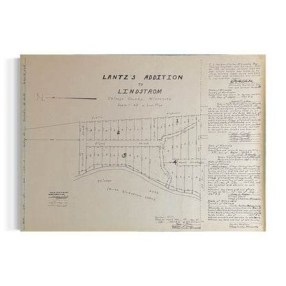 Lantz's Addition to Lindstrom Chisago County MN Vintage Plat Map RM1