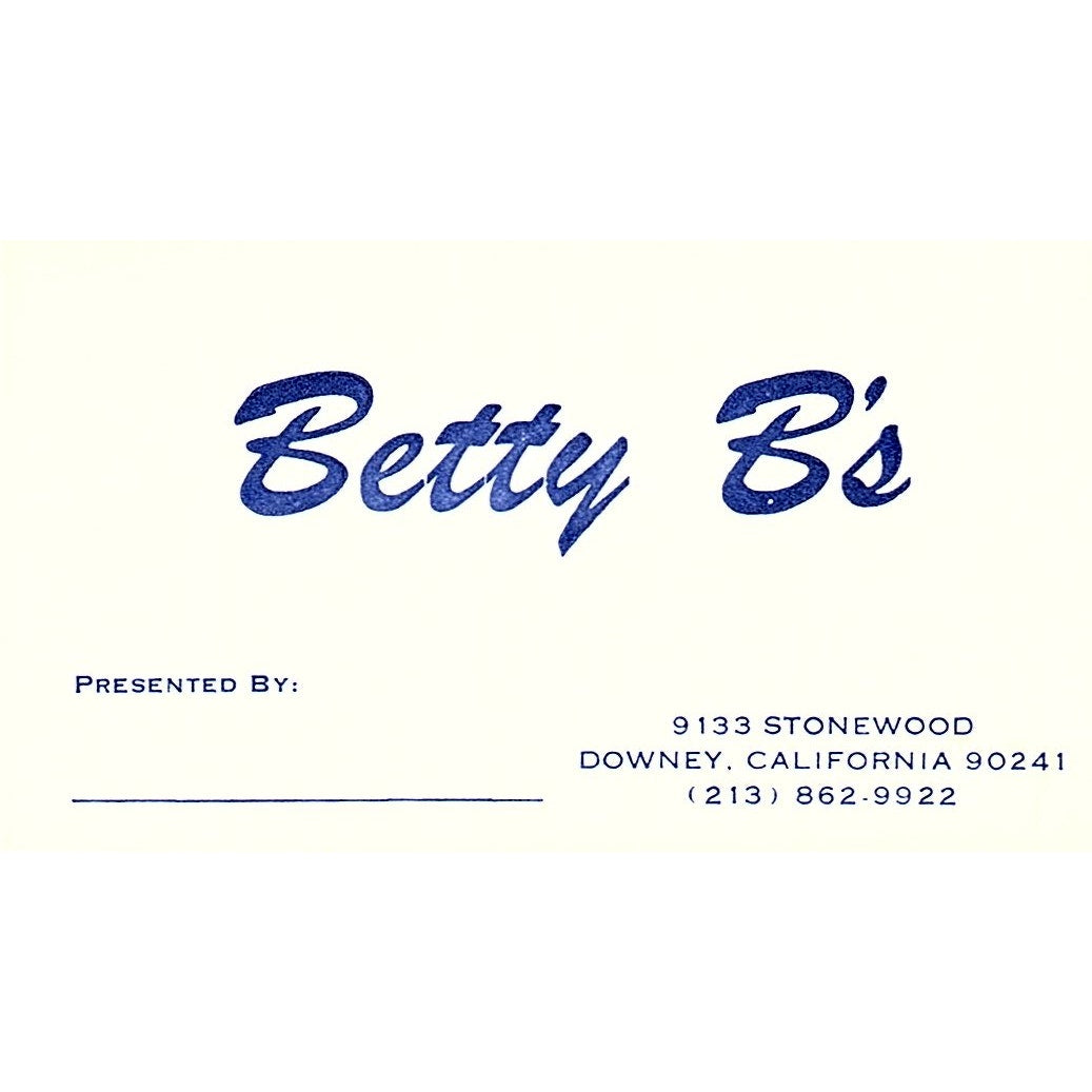 Betty B's Clothing Fashion Downey CA Vintage Business Card SE5-B5