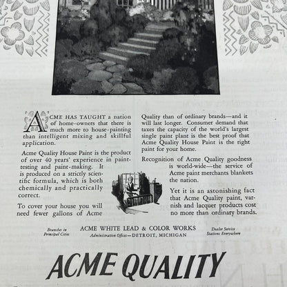 Acme White Lead & Color Works Varnish 1928 Original Magazine Advertisement FL6-8