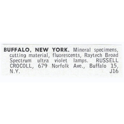 Russell Crocoll Mineral Specimens Buffalo NY 1964 Magazine Ad AB6-LJS8