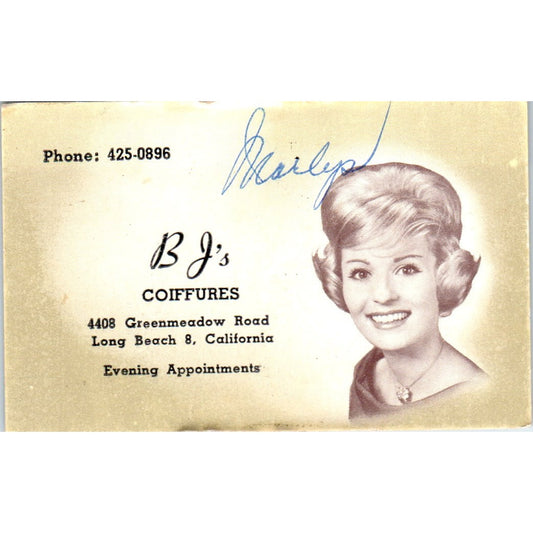 BJs Coiffures Marley Long Beach Appointment Vintage Business Card SD8-B10