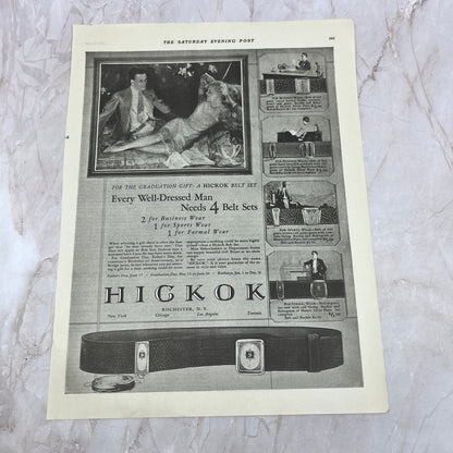 Hickok Men's Belt Set Rochester NY 1928 Original Magazine Advertisement FL6-8