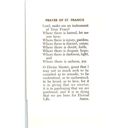 Prayer of St. Francis Vintage Catholic Prayer Card TH2-PC1