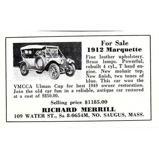 Richard Merrill 1912 Marquette North Saugus MA 1950 Ad AF6-M5