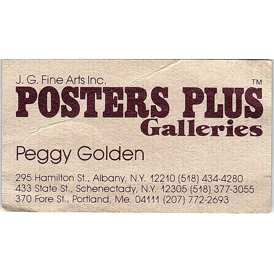 Peggy Golden J.G. Fine Arts Inc Posters Plus Galleries Vtg Business Card SD9-B4