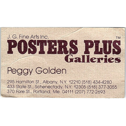 Peggy Golden J.G. Fine Arts Inc Posters Plus Galleries Vtg Business Card SD9-B4