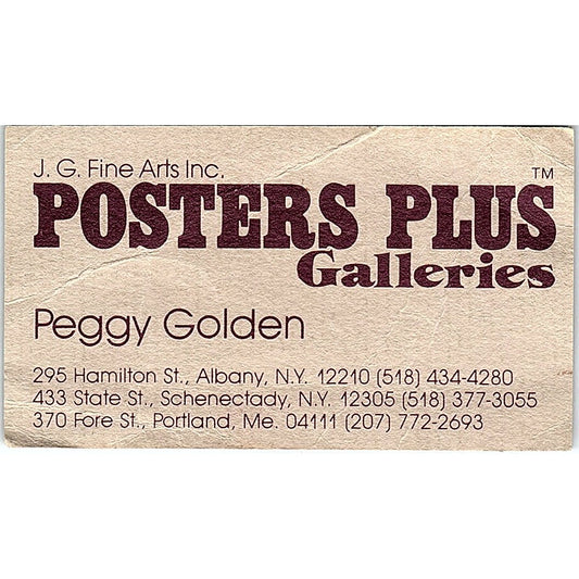 Peggy Golden J.G. Fine Arts Inc Posters Plus Galleries Vtg Business Card SD9-B4