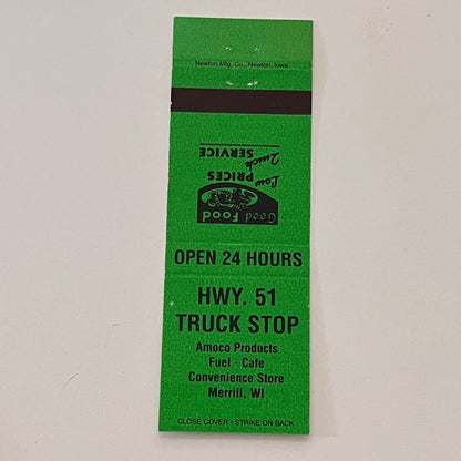 Hwy 51 Truck Stop Merrill WI Vintage Matchbook Cover MB59-3