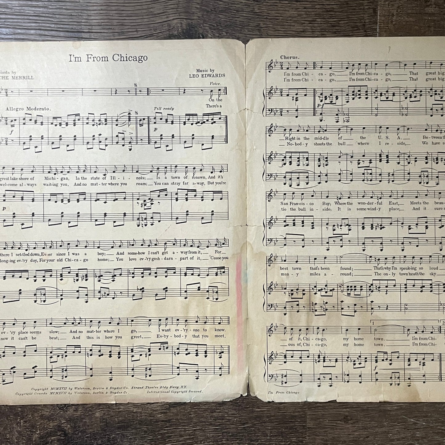 1917 I'm From Chicago Blanche Merrill Leo Edwards Sheet Music V10