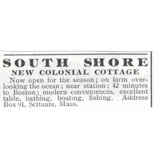 South Shore Colonial Cottage Scituate MA c1918 Original Advertisement AE5-SV4