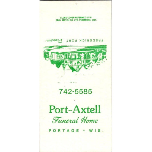 Port-Axtell Funeral Home Portage WI Frederick Port Matchbook Cover Proof AI9-M26