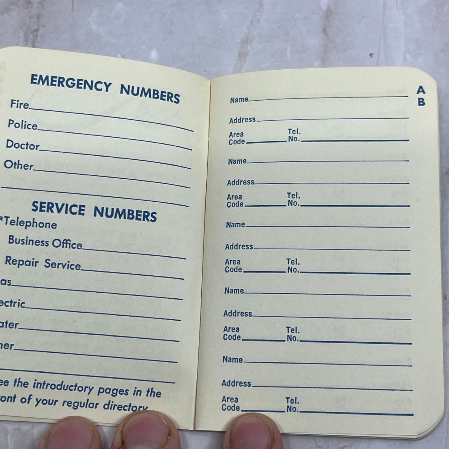 Vintage Pocket Blue Book of Telephone Numbers Wisconsin Telephone Co SB8