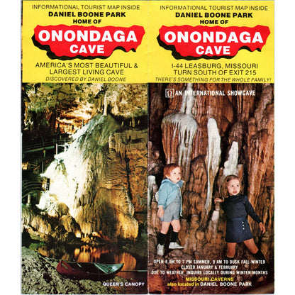 Vintage Onondaga Cave Daniel Boone Park Leasburg MO Brochure TF4-B3