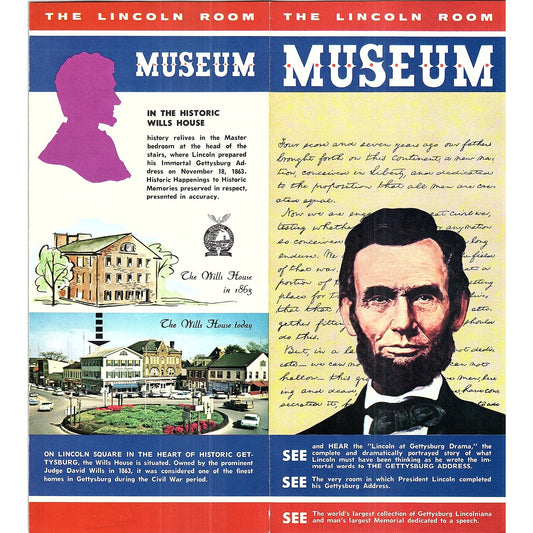 The Lincoln Room Museum Gettysburg PA Vintage Travel Brochure TH2-TB5