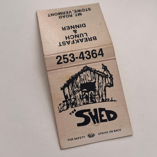 The Shed Restaurant Mt. Road Stowe Vermont Vintage Matchbook Cover TB8-MB-4