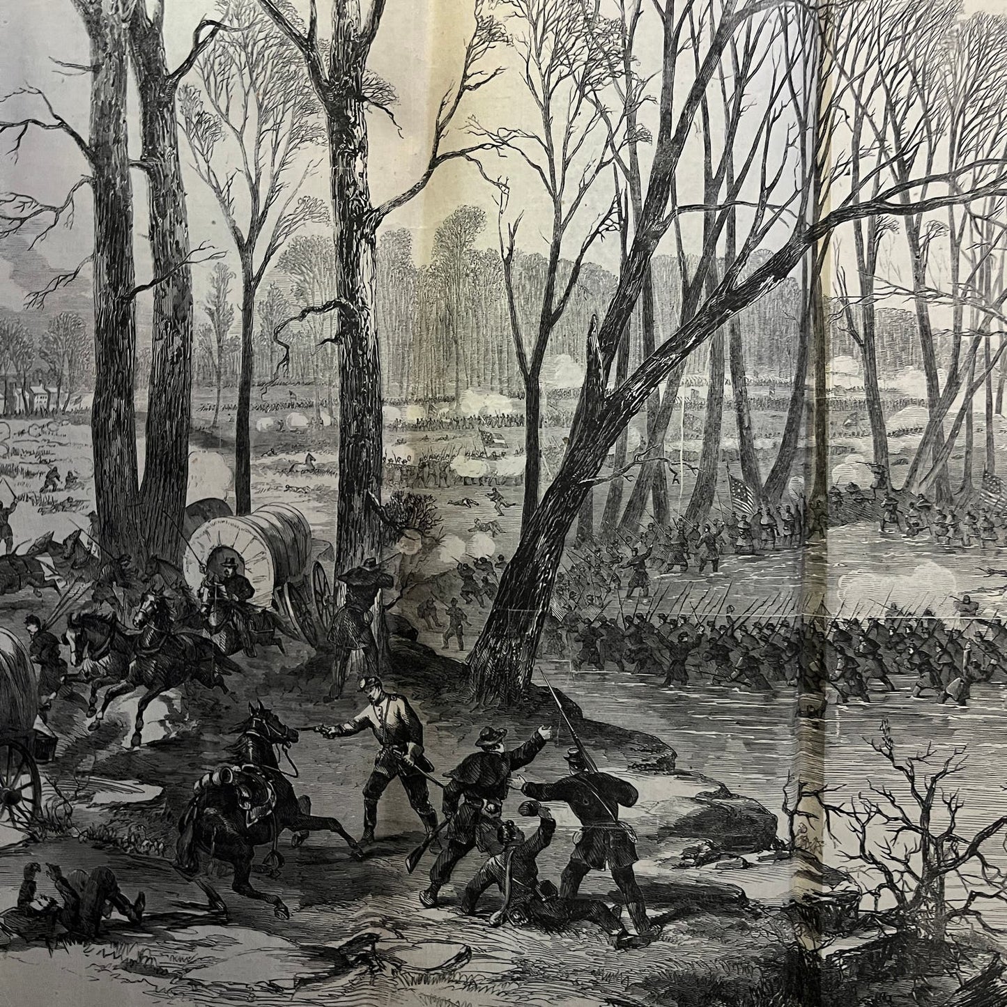 Battle of Stone River Tennessee Original 1863 Civil War Engraving C65