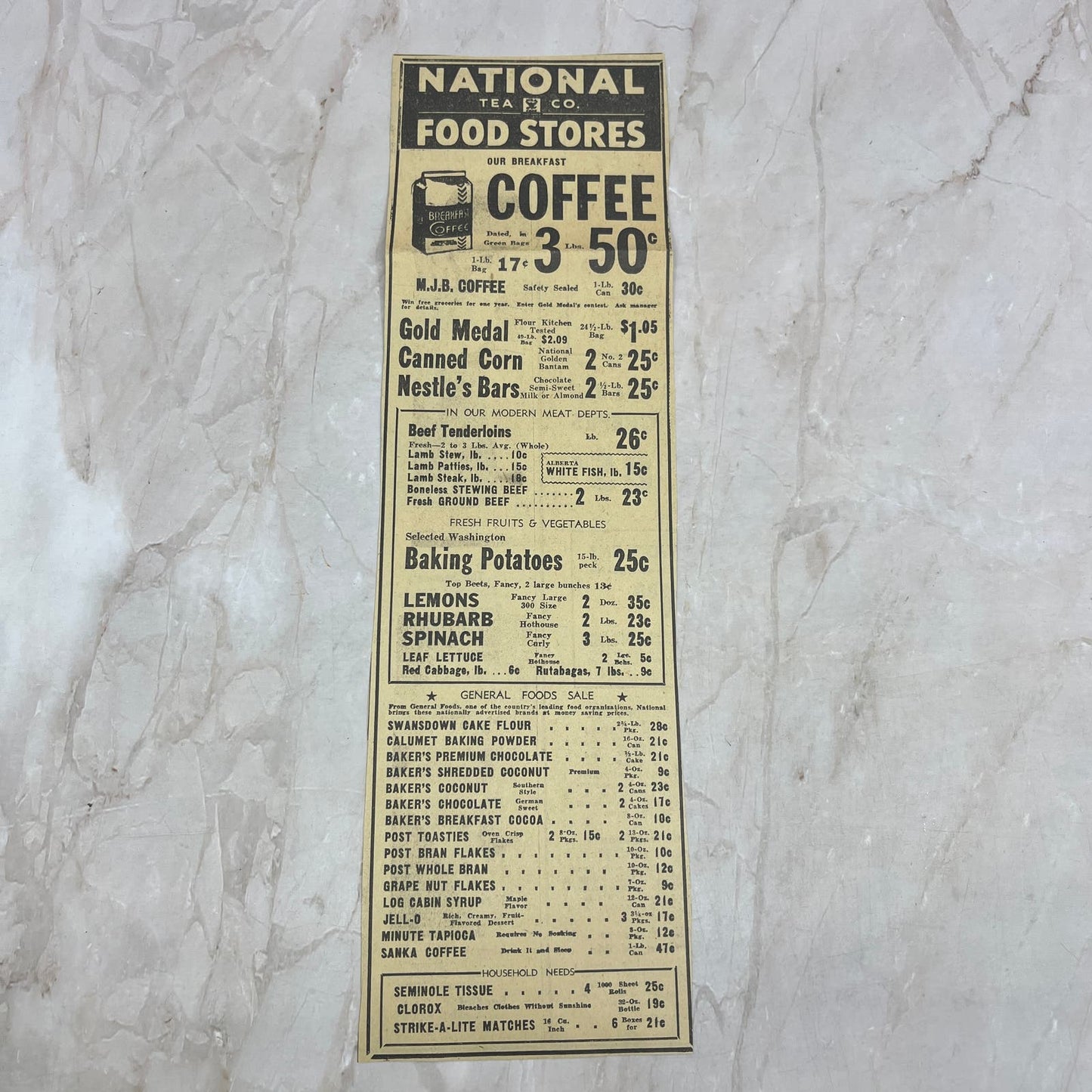 National Tea Co. Food Stores 4x13" 1935 Minneapolis Journal Advertisement FL6-8
