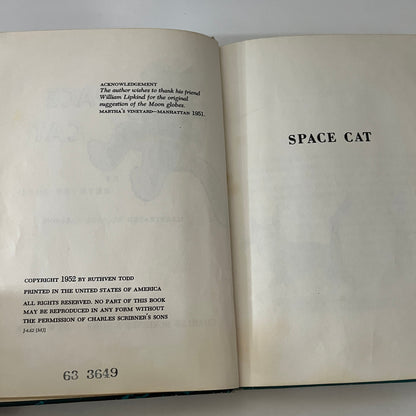 Vintage 1952 SPACE CAT by Ruthven Todd Hardcover Paul Galdone TK3