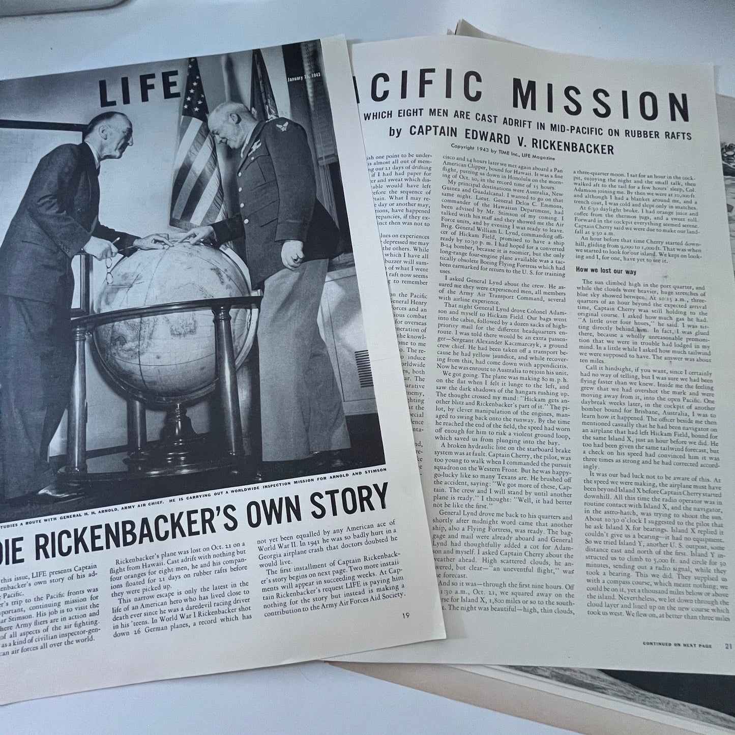 Capt. Eddie Rickenbacker's Pacific Mission 9 Pages 1940s WWII Era Article V30-1