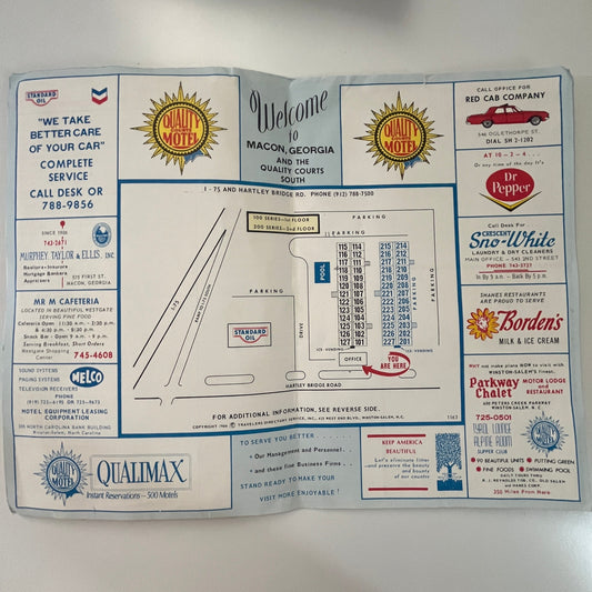 Quality Courts Motel Macon Georgia Vintage Welcome Leaflet J17