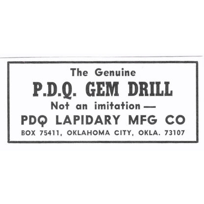 PDQ Lapidary Mfg Co Gem Drill Oklahoma City OK 1972 Ad AF8-S3