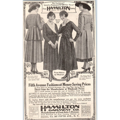 Hamilton Garment Co Fifth Ave NY 1918 Magazine Ad AF1-WH1