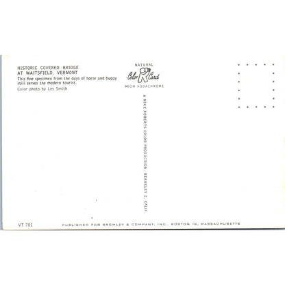 Historic Bridge at Waitsfield VT Vintage Covered Bridge Postcard PC11