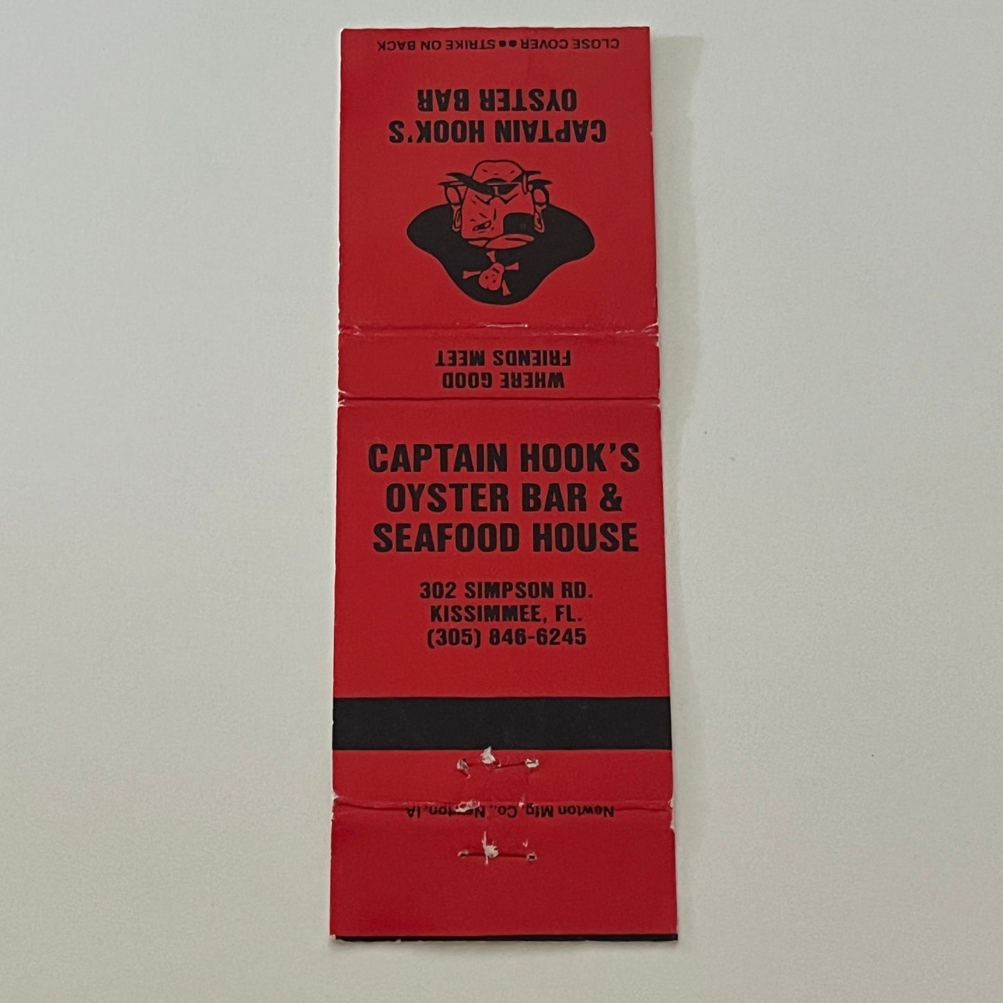 Captain Hook's Oyster Bar Kissimmee FL Matchbook Cover TB6-MB2-4