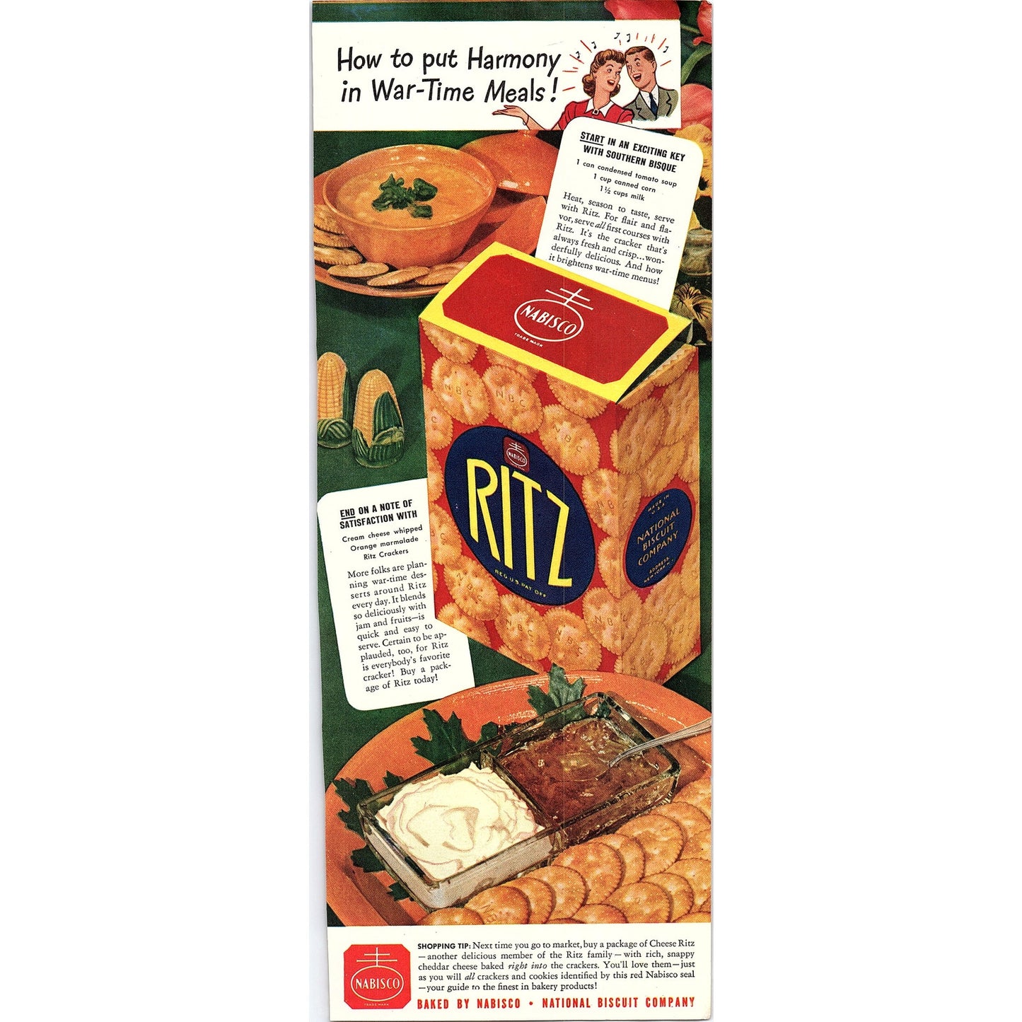 National Biscuit Company Nabisco Trademark New York NY 1943 WWII Ad SV1-6