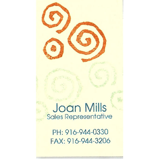 Joan Mills Sales Representative Sacramento CA Vintage Business Card SC9-B8