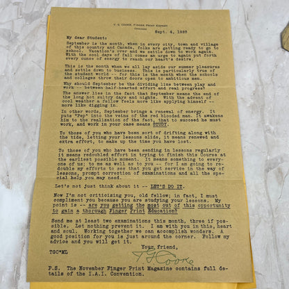 1925 T.J. Cooke Finger Print Expert Chicago Ephemera Lot AE4