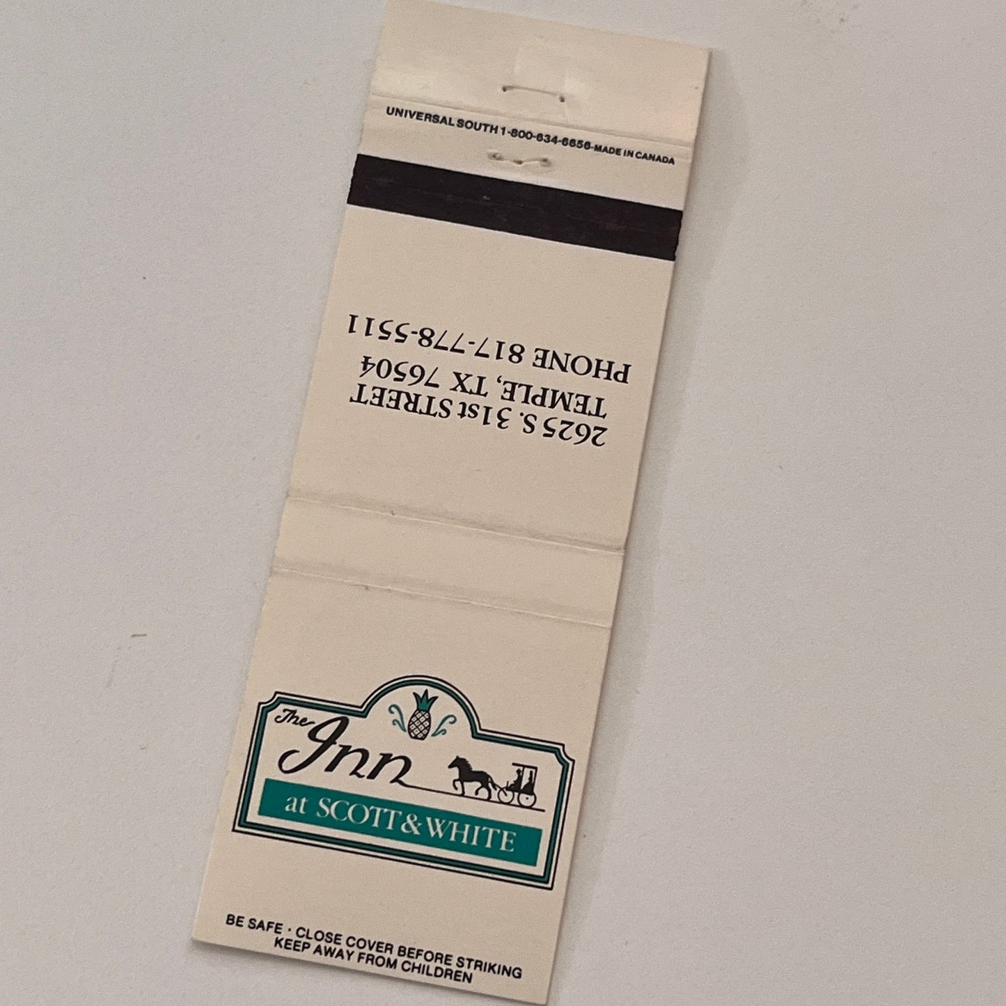The Inn at Scott & White Temple TX Vintage Matchbook Cover TB6-MB2-2