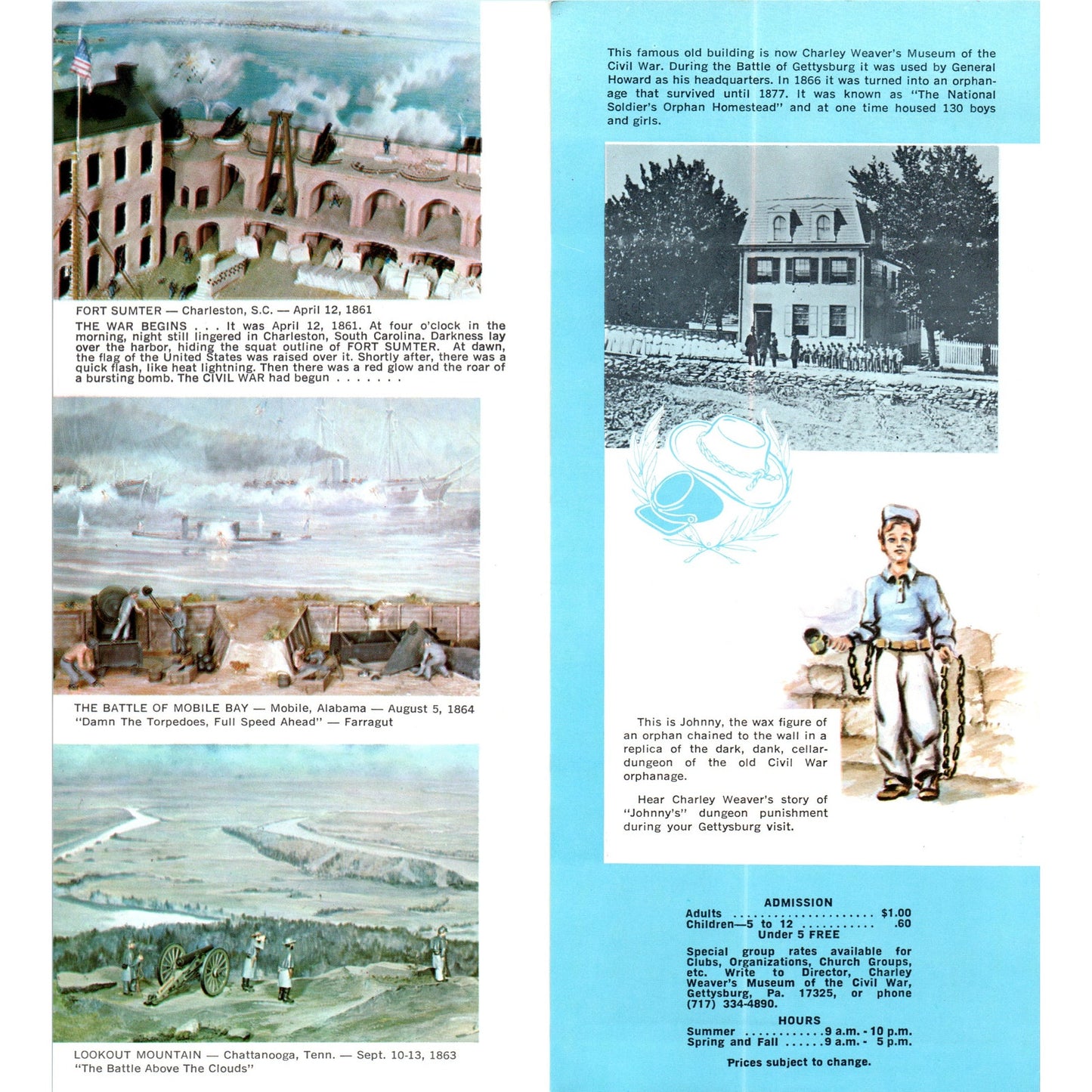 1970s Charley Weaver's Museum Showcase of the Civil War Gettysburg PA TF4-BB