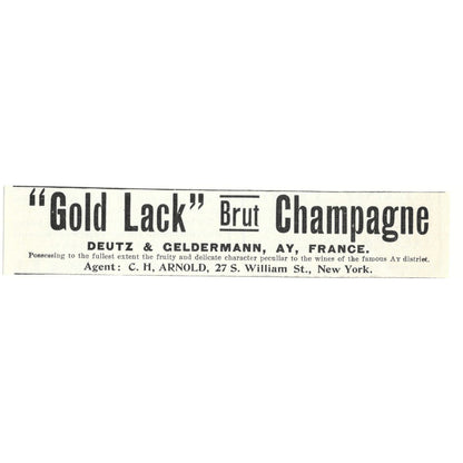 Gold Lack Brut Champagne Deutz & Geldermann AY France 1897 Victorian Ad AE9-TS11