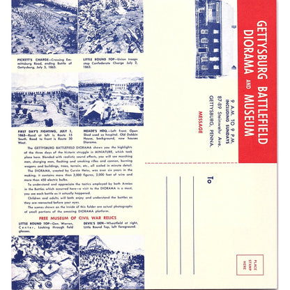 The Gettysburg Battlefield Diorama and Museum PA Vintage Travel Brochure TH2-TB5