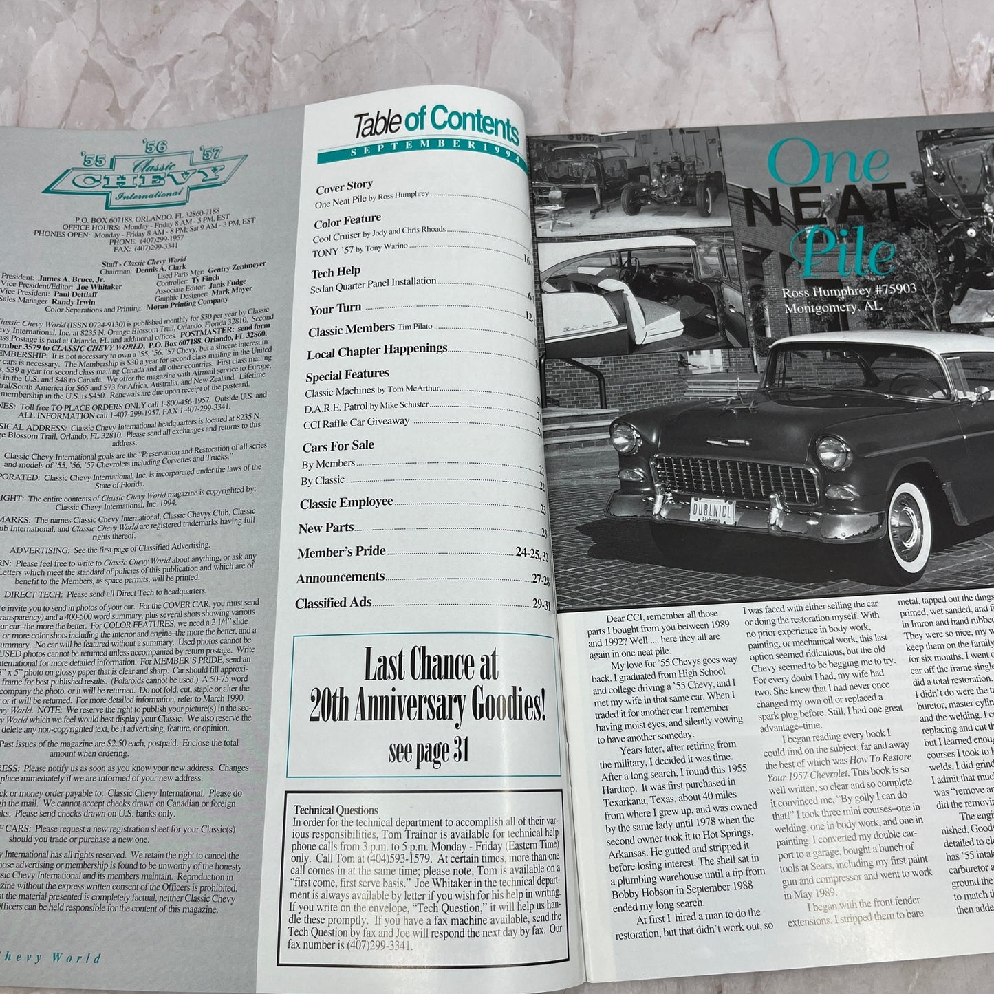 Ross Humphry 55 Sedan - '55, '56, '57 Classic Chevy World Magazine Sep 1995 M29