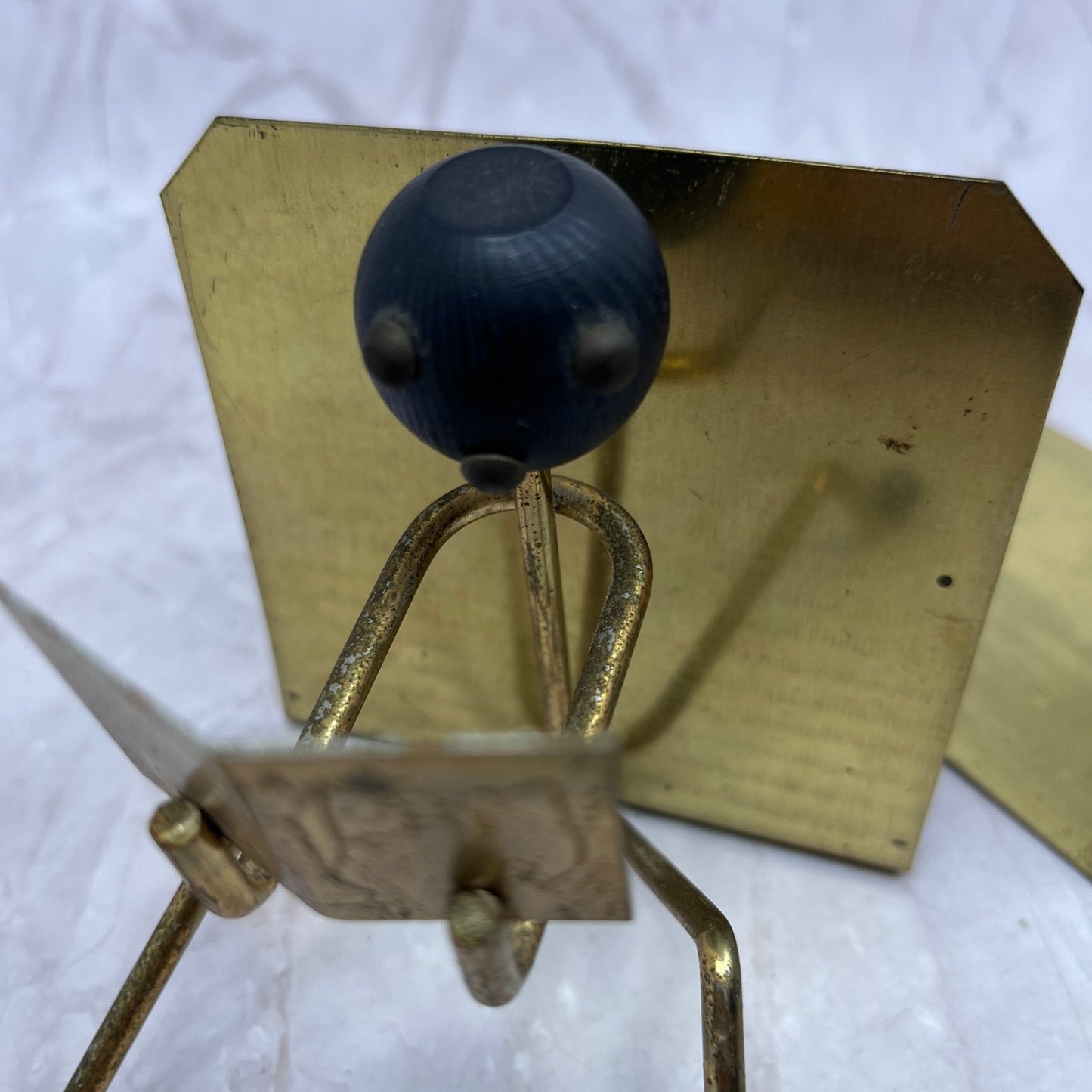 1950s MCM Modernist Brass and Wood Stick Figure Bookends Set of 2