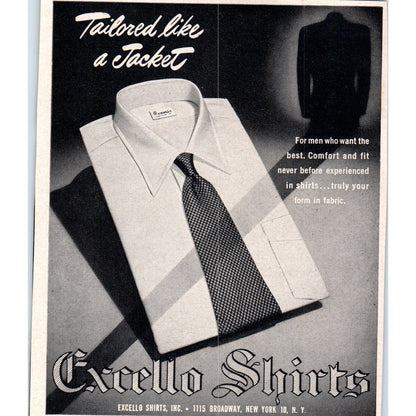 Excello Shirts Men's Work Dress Shirts New York 1951 Magazine Ad AF1-MF1