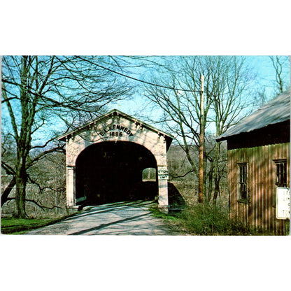 Rush County Indiana Flat Rock Creek Moscow Covered Bridge Postcard PC8