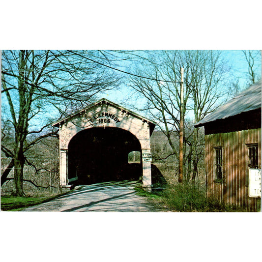 Rush County Indiana Flat Rock Creek Moscow Covered Bridge Postcard PC8