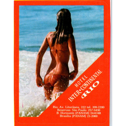 Vintage Hotel Intercontinental Rio Sticker Bikini Girl in Ocean AB9