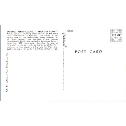 Ephrata Amish Family Church Pennsylvania Dutch Country Vintage Postcard PD5