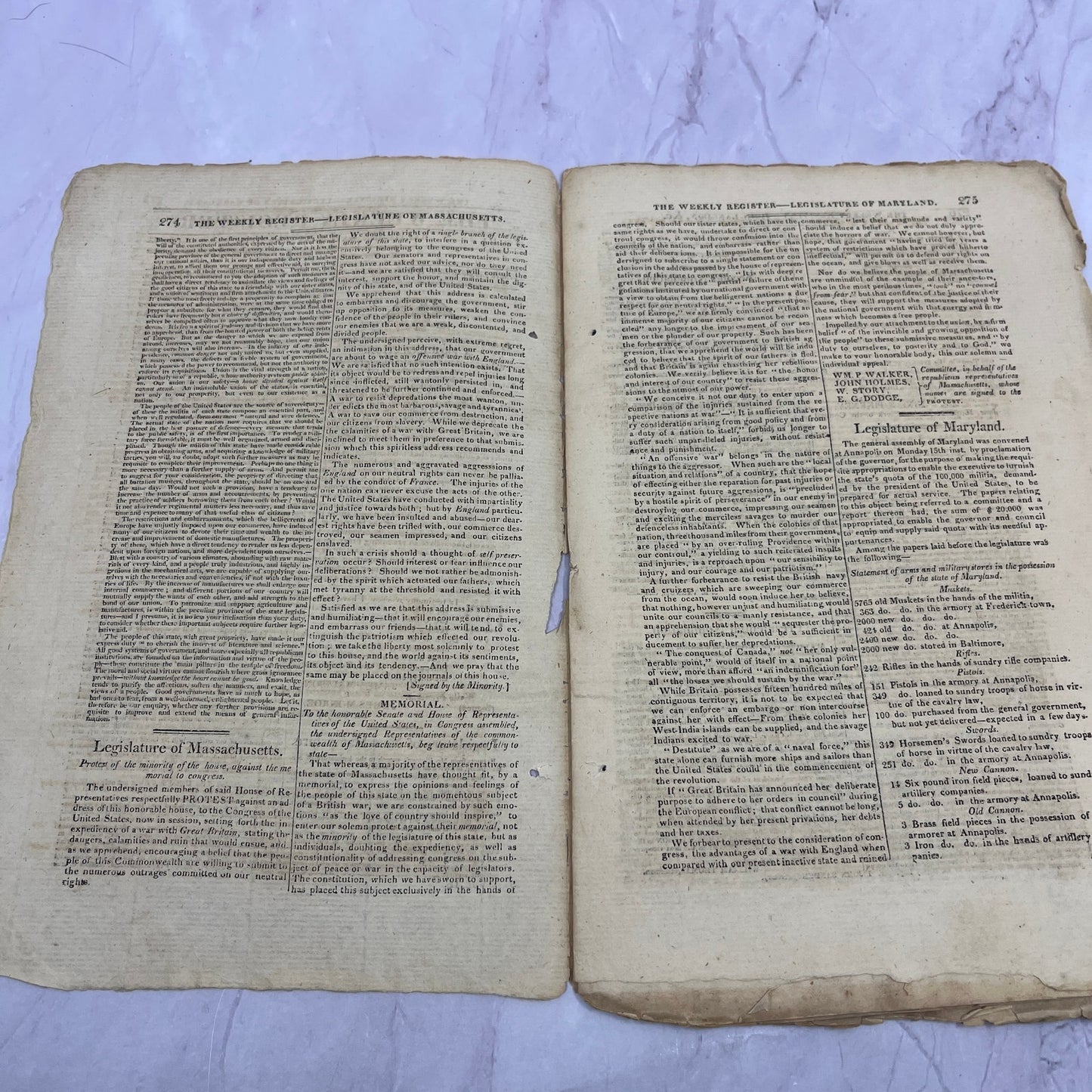 Baltimore Weekly Register June 27, 1812 - War of 1812 Madison Proclamation AF9-6